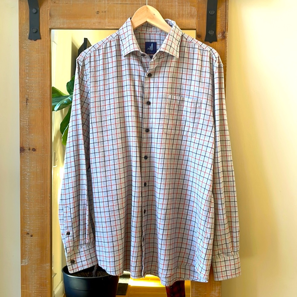 johnnie-O Gray Plaid Long Sleeve Shirt Size M